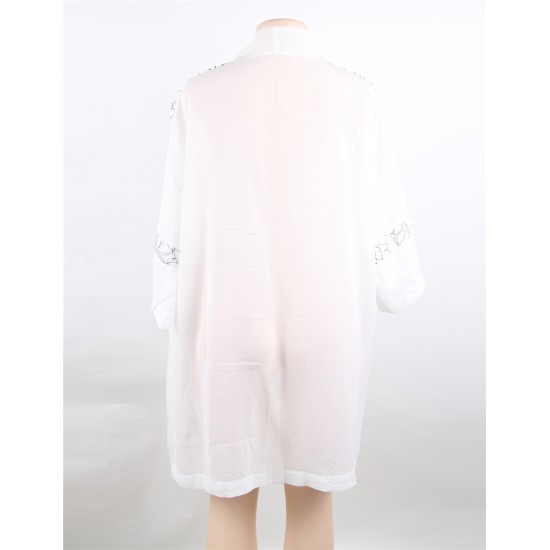 Fashion Embroidery Cover-ups White Fashion Embroidery Cover-ups White