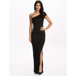 Black One Shoulder Sexy Evening Gown  