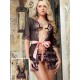 3 Pieces Black Lace Babydoll Valentine Robe Set 3 Pieces Black Lace Babydoll Valentine Robe Set