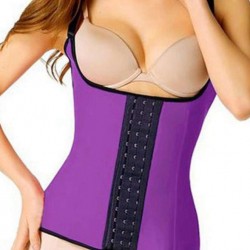 Plus Size Purple 4 Steel Boned Latex Waist Trainer Vest