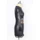 Lace Black Leather Sleeved Mini Dress Lace Black Leather Sleeved Mini Dress