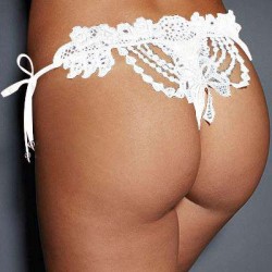Sexy Embroidered & Beaded Lady White Panty