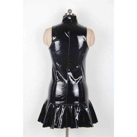 Plus Size Sleeveless Solid Color Faux Leather Club Dress Plus Size Sleeveless Solid Color Faux Leather Club Dress