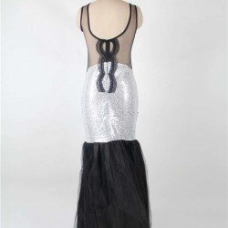 Sequins Appliqués Evening Dress with Mermaid Hem