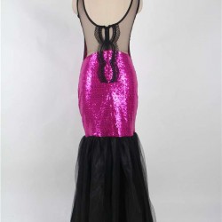 Sequins Appliqués Evening Dress with Mermaid Hem