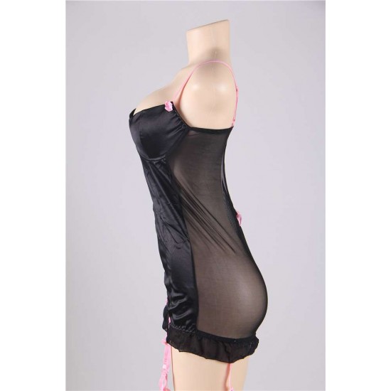 Plus Size Black Round Back Babydoll With G-String Plus Size Black Round Back Babydoll With G-String