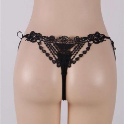 Black Lace Embroidered & Beaded Lady Plus Size Panty