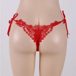 Red Sexy Embroidered & Beaded Lady Panty