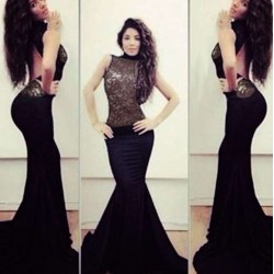 Plus Size Sexy Long Black Mermaid Prom Dress
