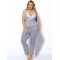 Grey Plus Size Lingerie With Halter Top & Lace Trim