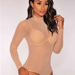 Skin Color High Collar Transparent Teddy