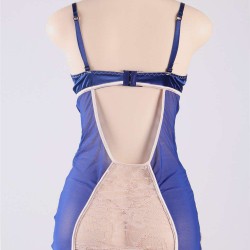 Plus Size Blue Floral Open Back Babydoll Plus Size Blue Floral Open Back Babydoll