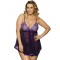 Transparent Purple Plus Size Floral Bra Babydoll 
