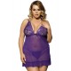 Plus Size Purple Halter Transparent Babydoll Plus Size Purple Halter Transparent Babydoll