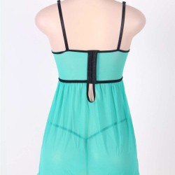 Microfiber and Mesh Green Lace babydoll Set
