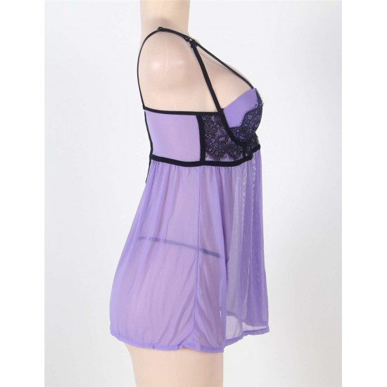 Flirty Chiffon Embroidered Cups Lace Babydoll Flirty Chiffon Embroidered Cups Lace Babydoll