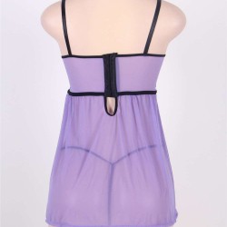 Flirty Chiffon Embroidered Cups Lace Babydoll