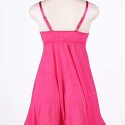 Pink Plus Size Lace Top Babydoll Dress