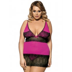 Rosy Plus Size Open Back Floral Lace Babydoll Rosy Plus Size Open Back Floral Lace Babydoll