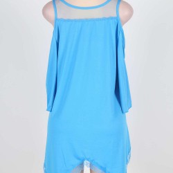 Blue Plus Size Hollow Shoulder Nightdress