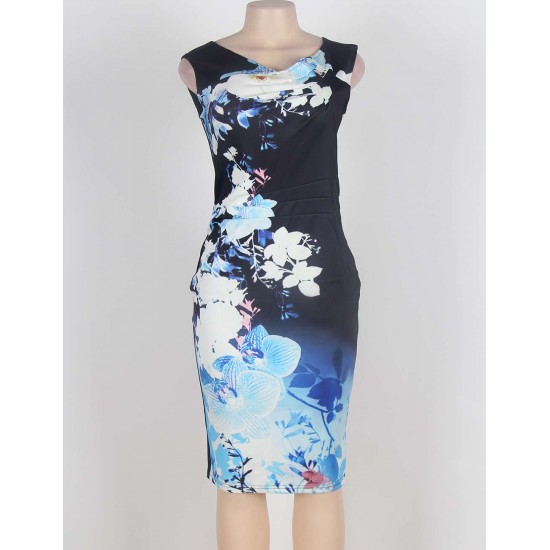 Blue And White Porcelain Print Dress Blue And White Porcelain Print Dress