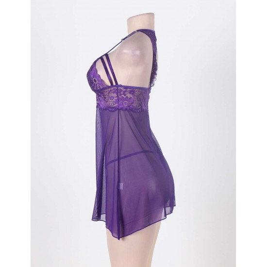 Seduce Midnight Purple Springtime Babydoll Set Seduce Midnight Purple Springtime Babydoll Set