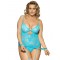 Plus Size Blue Lace Round Open Back Teddy