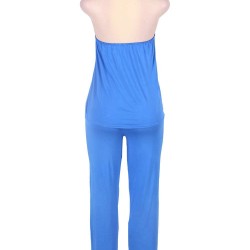 Plus Size Blue Lingerie With Halter Top & Lace Trim