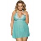 Plus Size Green Floral Halter Babydoll Lingerie Set Plus Size Green Floral Halter Babydoll Lingerie Set