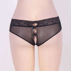 Sexy Holiday Peek A Boo Back Mesh Crotchless Valentines Panty