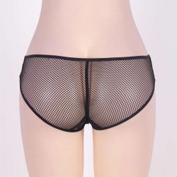 Black Fishnet Panty with Lace Crotch