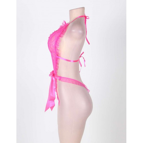 Lace Ruffle Teddy with Wrist Restraints Lace Ruffle Teddy with Wrist Restraints
