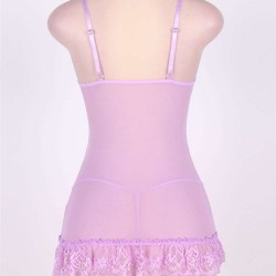 Hot Sexy Purple Plus Size Floral Lace Babydoll