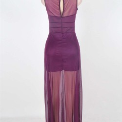 Short Dress Sleeveless with Floor Length Sheer Overlay