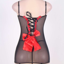 Red Front Plus Size Black Croch Back Lingerie