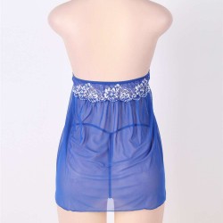 Blue Floral Halter Plus Size Babydoll