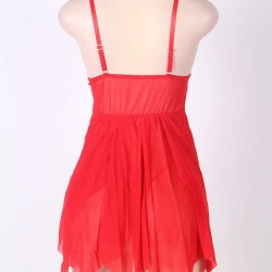 Red Flirty Lace and Microfiber Plus Size Babydoll Red Flirty Lace and Microfiber Plus Size Babydoll