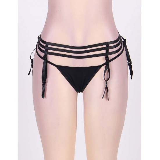 Elasticized Strappy Garter With G-string Elasticized Strappy Garter With G-string