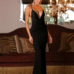 Black Mermaid Backless Floor-length Dress