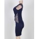 Elegant Blue V-back Ruched Lace Dress Elegant Blue V-back Ruched Lace Dress