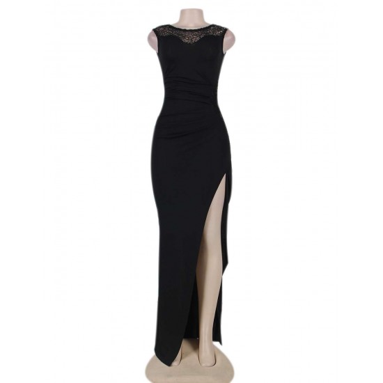 Elegant Black Slit Side Ruched Dress Elegant Black Slit Side Ruched Dress