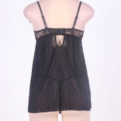 Sexy Women Open Cup Black Lace Babydoll