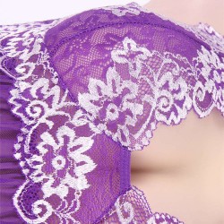 Lace White Embroidery Halter Purple Lingerie