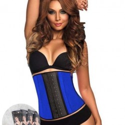 Plus Size 9 Steel Bones Blue Latex Corset
