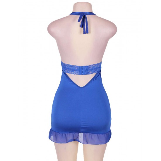 Halter Queen Size Blue Lace Babydoll Halter Queen Size Blue Lace Babydoll