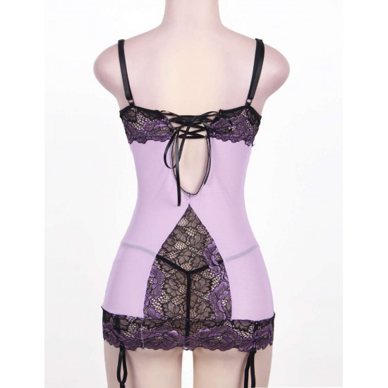 Cross-Dye Lace Peek-A-Boo Cup Chemise Cross-Dye Lace Peek-A-Boo Cup Chemise