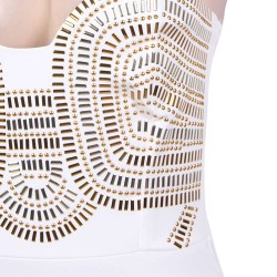 Off-White Gold Embellished Strapless Jumpsuit