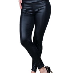 Fashion Faux Leather Deep Black Leggings