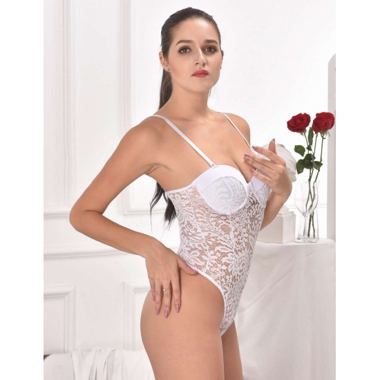 White Push-up Cup Lace Teddy White Push-up Cup Lace Teddy