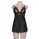 Black Sweetheart Scalloped Lace Decor Babydoll Black Sweetheart Scalloped Lace Decor Babydoll